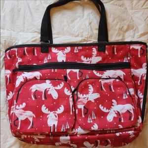 Thirty One Gifts Moosin Around/ Black quilted double take reversible tote